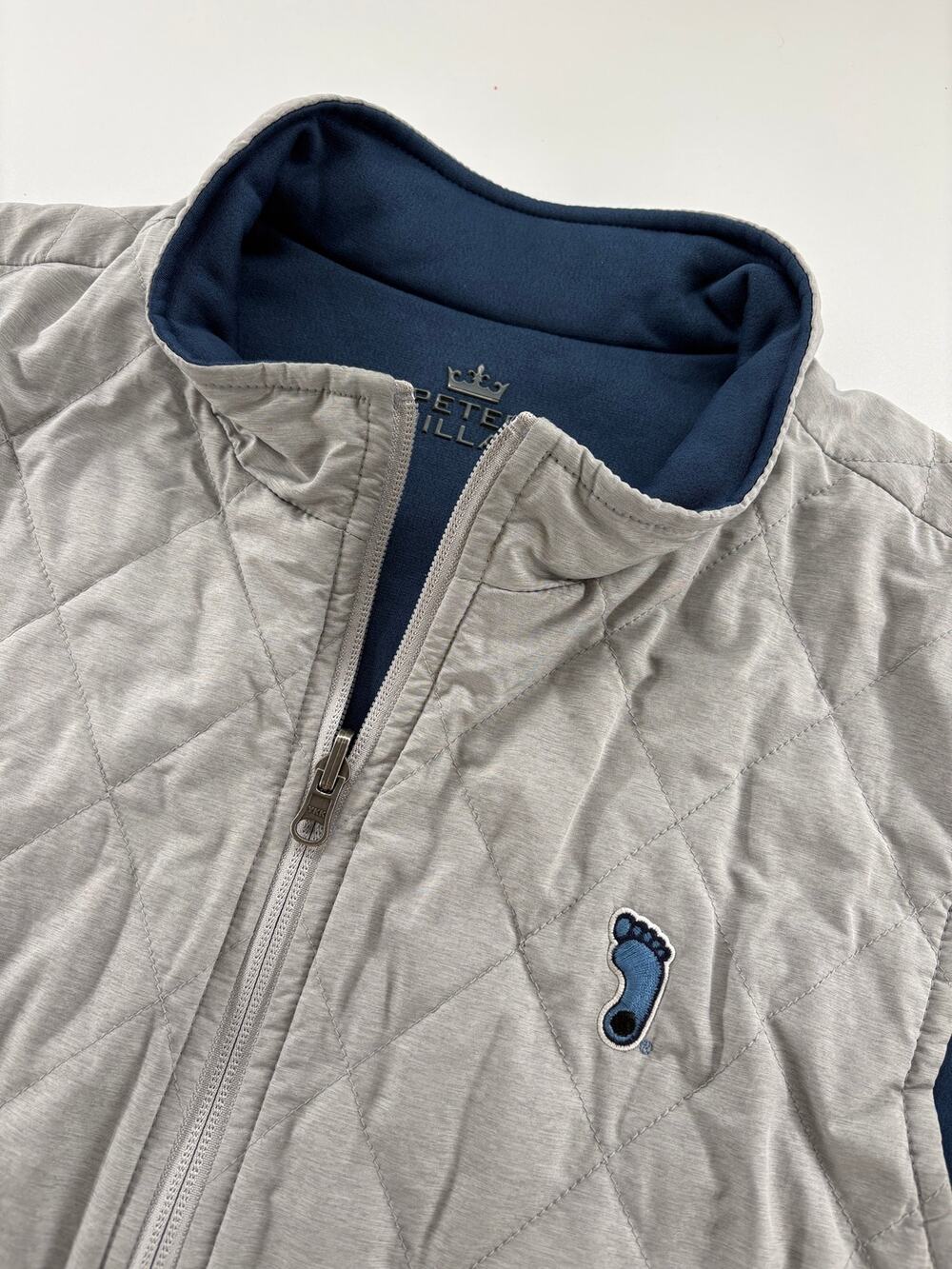 Peter Millar Crown Sport Reversible Vest Mens M Grey Navy UNC Tar Heels